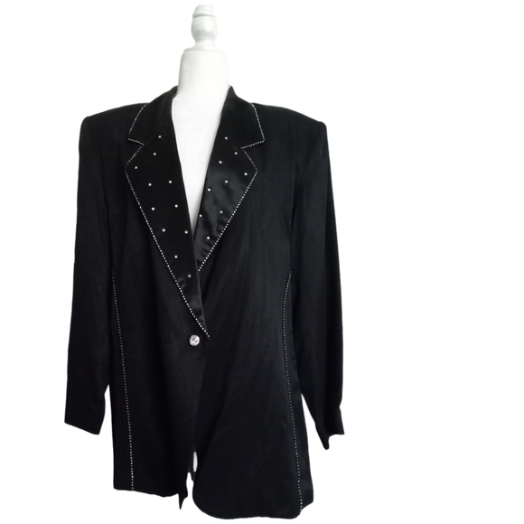 Vital Elements Black Rhinestone Luxury Blazer – Sz 14 - Picture 7 of 13